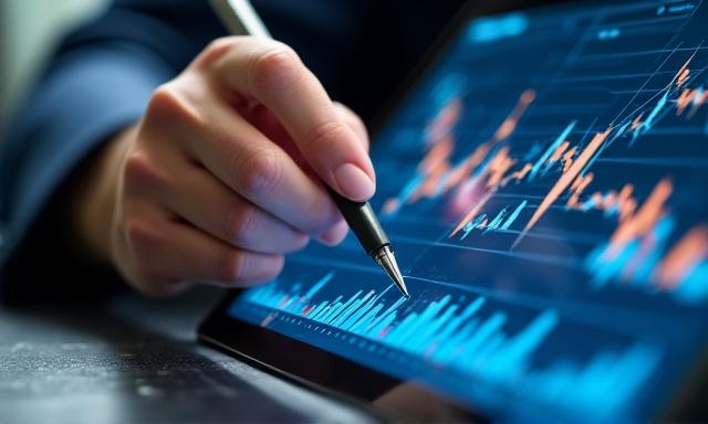 Close up of a financial tablet displaying complex growth patterns